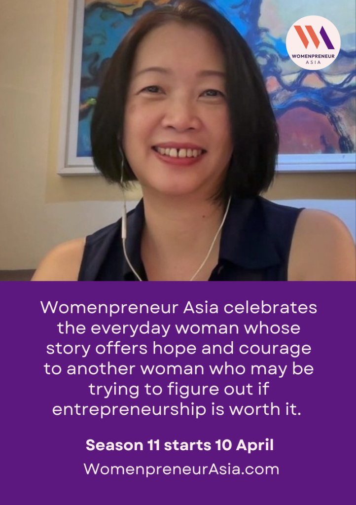 The flyer shows Krista Goon who is the podcast host of Womenpreneur Asia announcing the start of season 11
